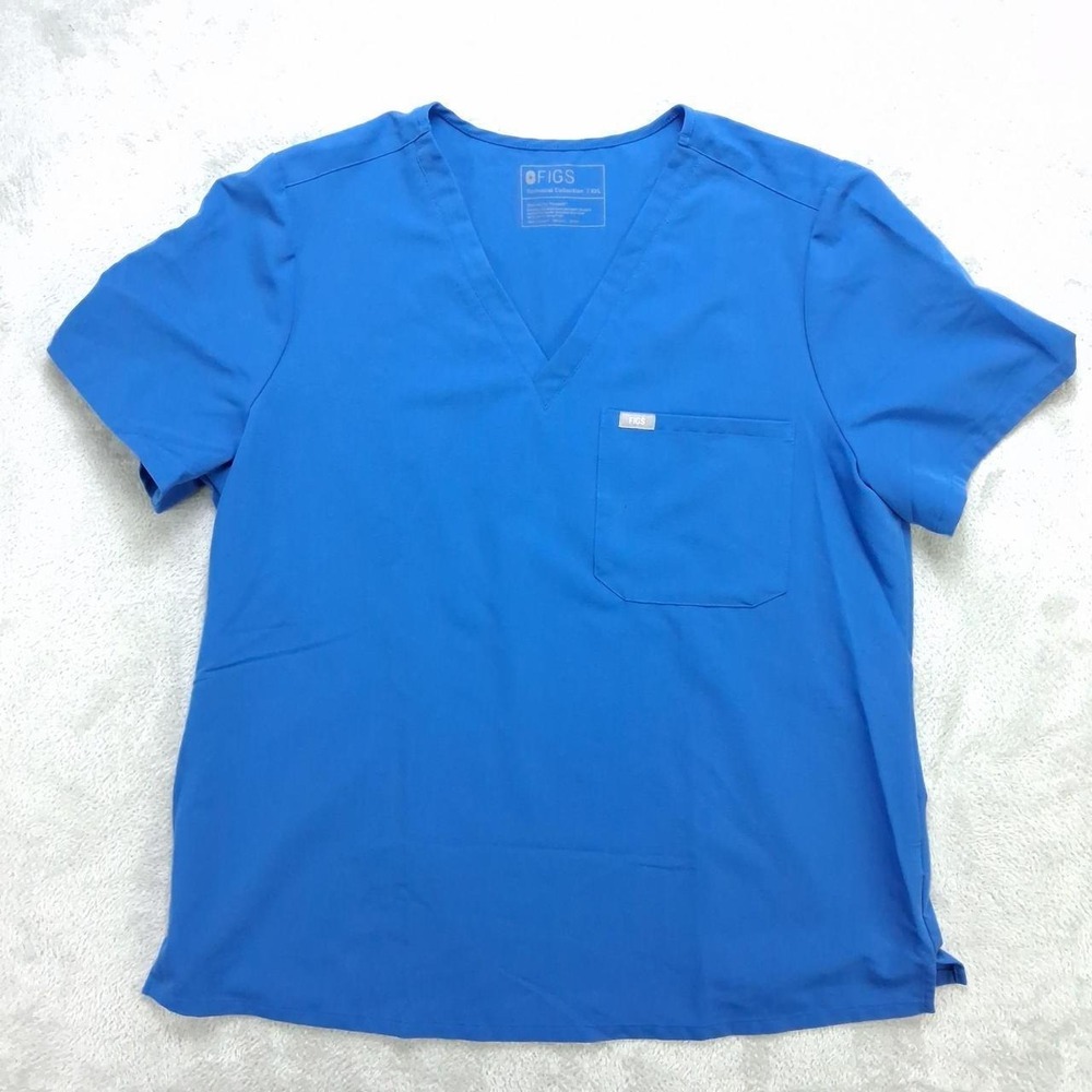 FIGS Women XXL Blue Technical Collection V-Neck Scrub Top Short Sleeve Medical